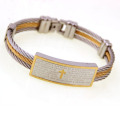 New Silver and Gold Jewelry Cross Great Wall Pattern Stainless Steel Jewelry Bracelet Wire Bangles